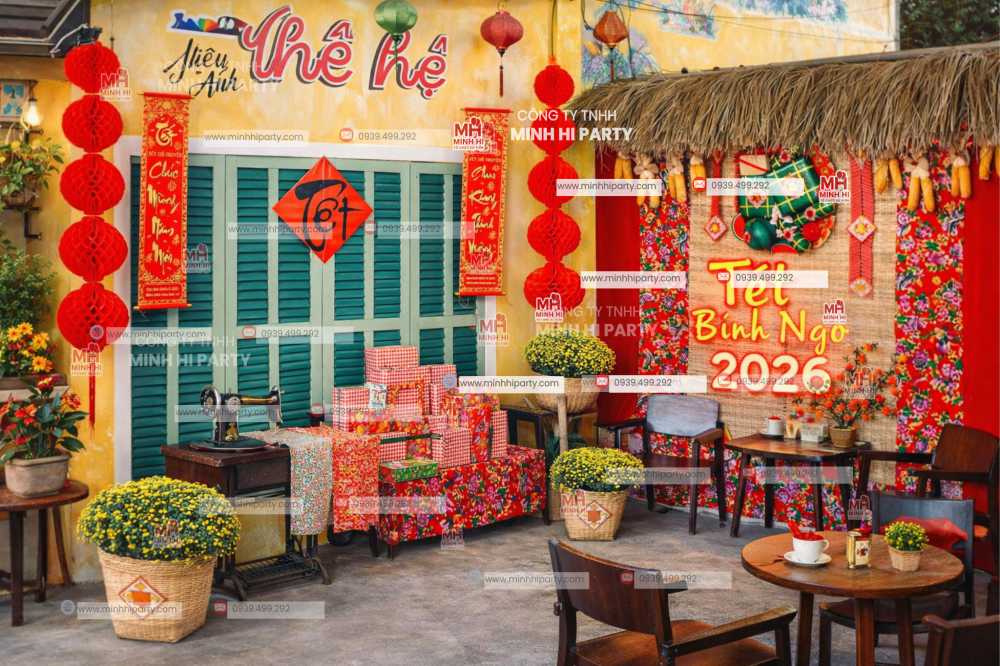 mau trang tri tet 2026 moi nhat minh hi party thuc hien tai quan cafe Mẫu trang trí tết 2026 mới nhất do Minh Hi Party thực hiện tại quán cafe