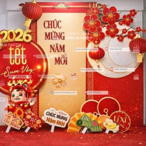 mau trang tri tet 2026 phong cach hien dai do minh hi party thi cong moi nhat Trang trí tết 2026 theo phong cách hiện đại thi công bởi Minh Hi Party