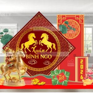 mau trang tri tet binh ngo 2026 chu de hien dai 3 1 Trang trí tết 2026 chủ đề hiện đại cho cơ quan xí nghiệp