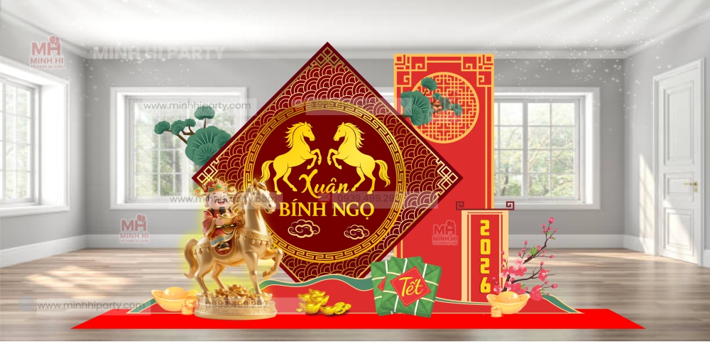 mau trang tri tet binh ngo 2026 chu de hien dai 3 1 Trang trí tết 2026 chủ đề hiện đại cho cơ quan xí nghiệp