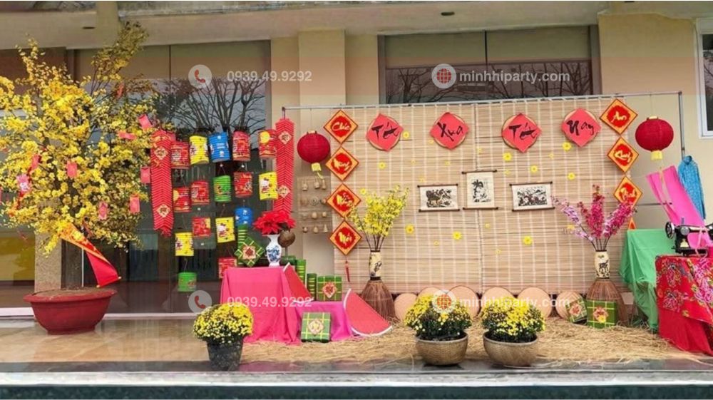 mau trang tri tieu canh tet xua 2026 cho trung tam thuong mai Mẫu trang trí tiểu cảnh xưa 2026 cho trung tâm thương mại do Minh Hi Party thực hiện