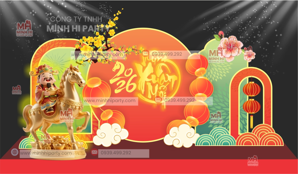 minhhi trang tri tet mung xuan moi 2026 m2 1 Mẫu thiết kế trang trí Tết 2026 mới nhất do Minh Hi Party thực hiện