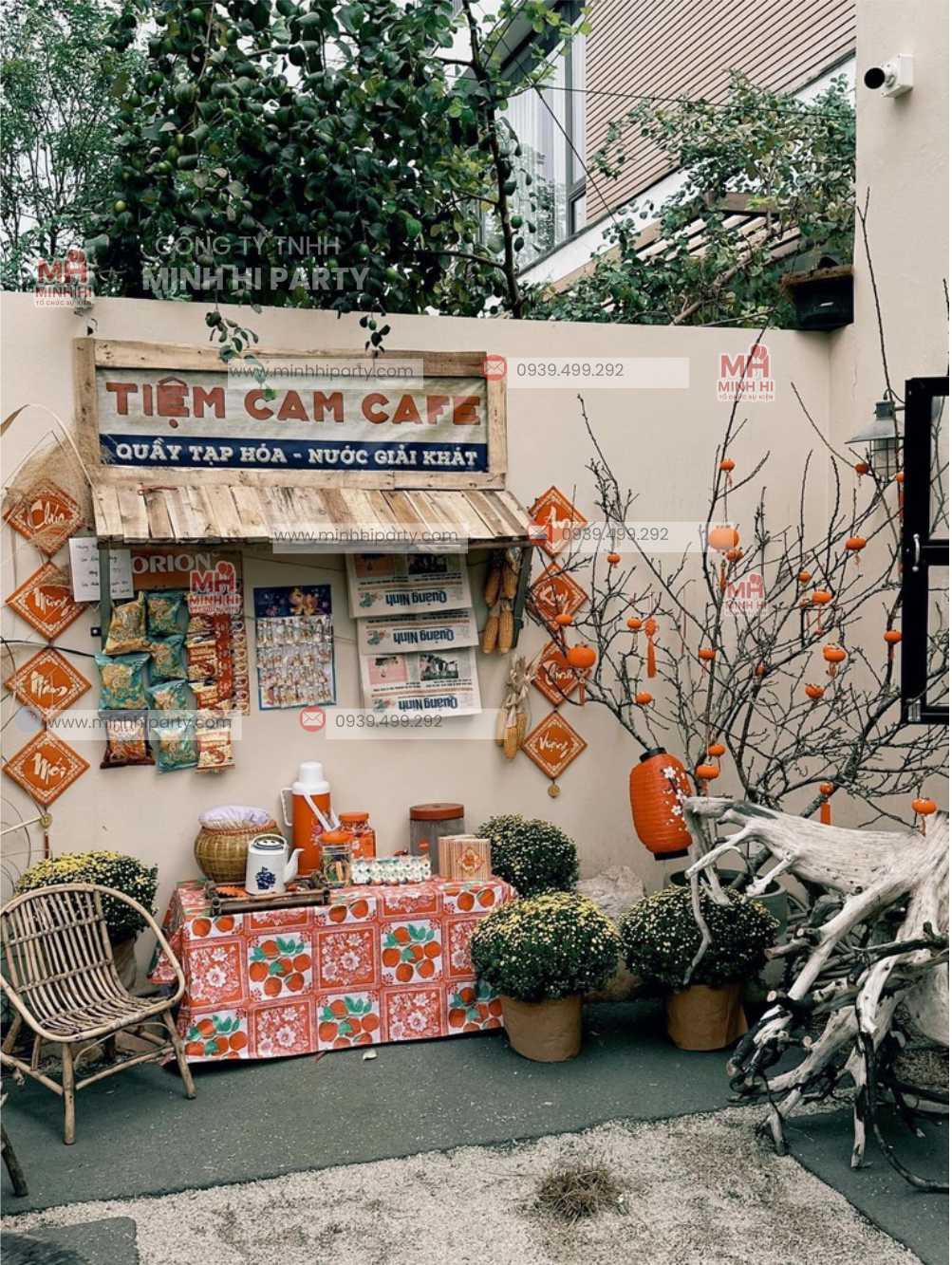 minhhiparty trang tri tet tai hien khong gian tiem cafe tap hoa Mẫu trang trí tiệm cafe - tạp hoá xưa
