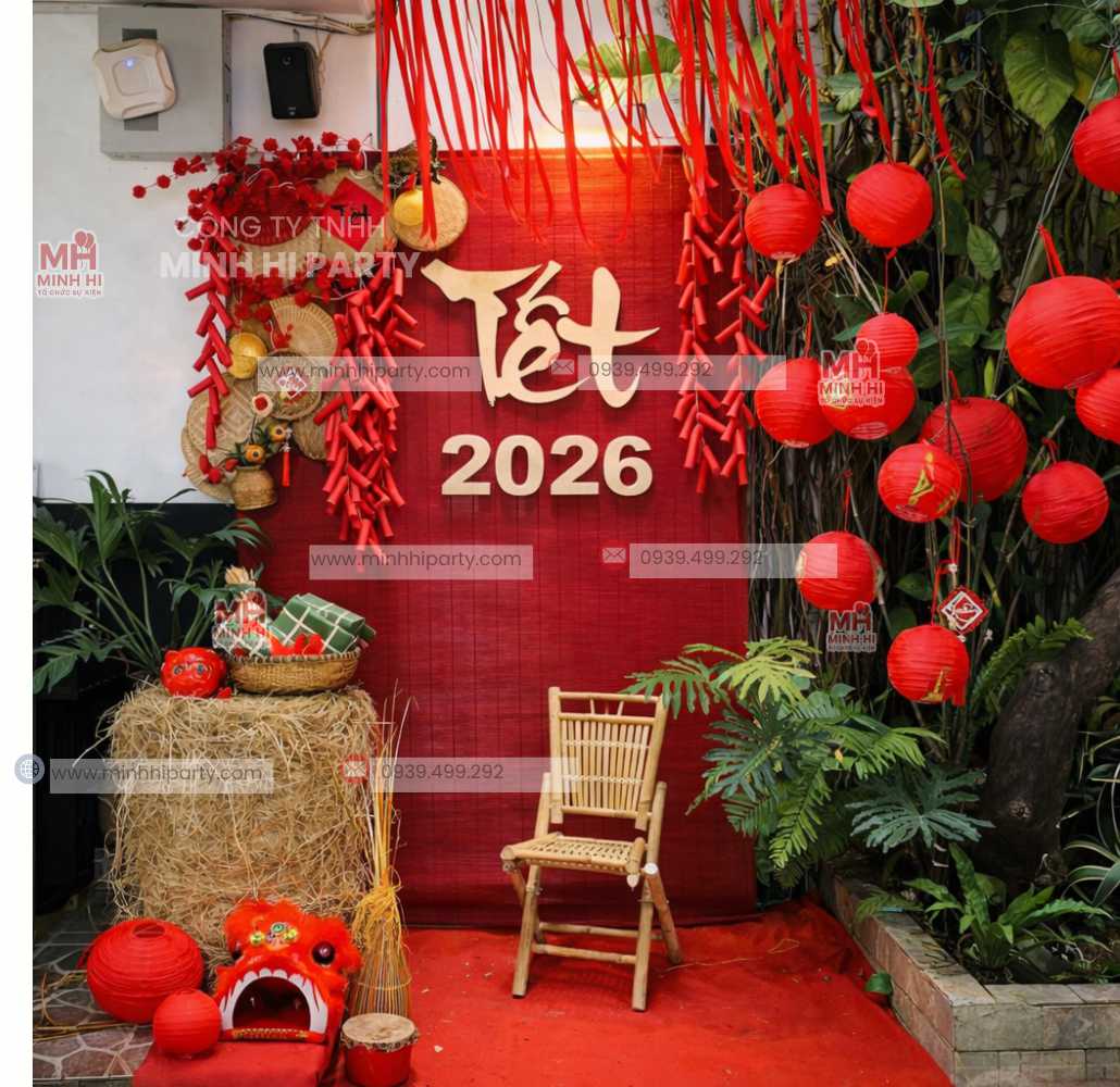 Trang tr&iacute; tết 2026 truyền thống với m&agrave;nh tre v&agrave; lồng đ&egrave;n