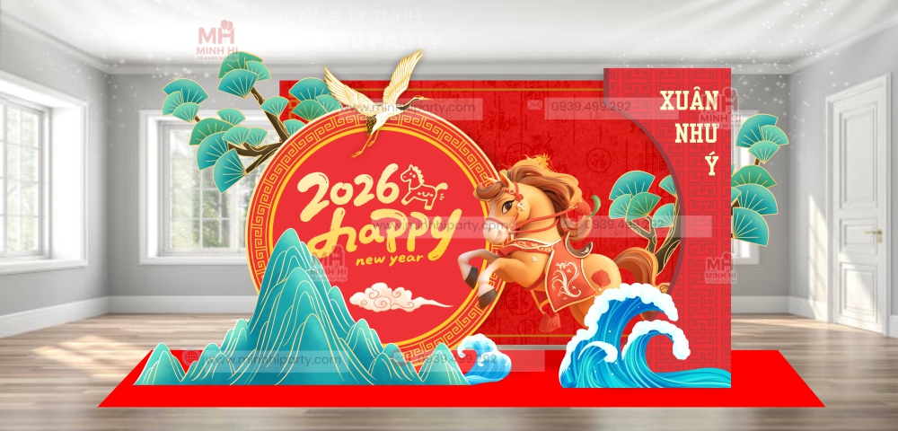 thiet ke trang tri tet 2026 hien dai 1 Mẫu thết kế trang trí Tết 2026 cho khu công nghiệp