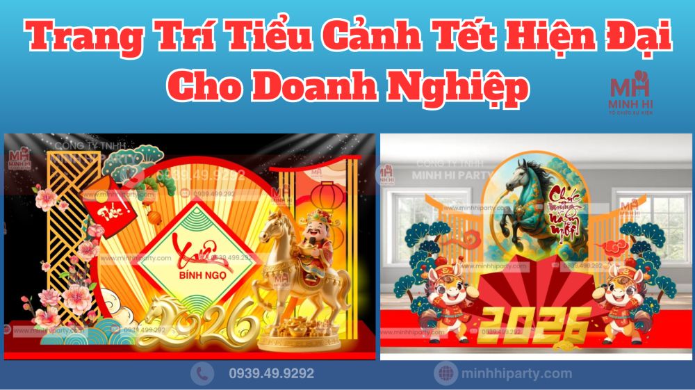 tieu canh hien dai tet binh ngo 2026 cho doanh nghiep Tiểu cảnh tết hiện đại Bính Ngọ 2026 cho doanh nghiệp thiết kế nổi bật với hoạ tiết nổi 3D và Linh Vật Bính Ngọ