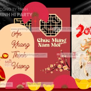 tieu canh tet binh ngo chu de an khang thinh vuong Mẫu thiết kế trang trí Tết 2026 cho hội chợ