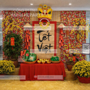 Tiểu cảnh tết 2026 dùng checkin nội bộ văn phòng