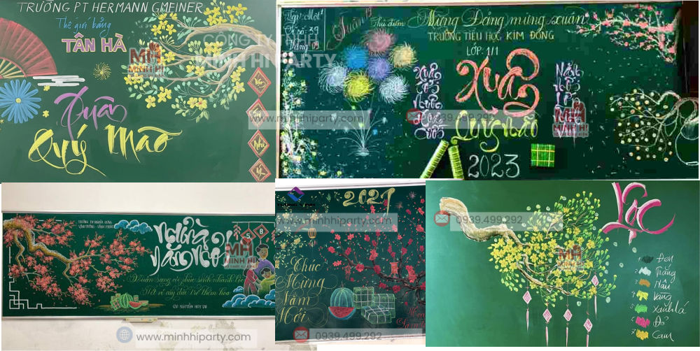 Trang trí bảng lớp ngày tết