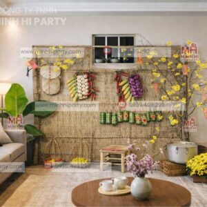 Trang trí góc sống ảo tết 2026 trong phòng khách tại nhà