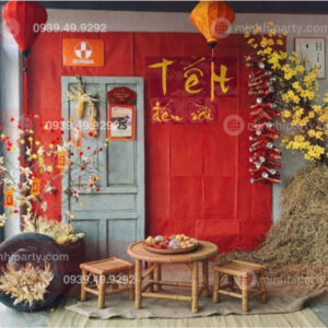 Trang trí tết 2026 cho nhà phố khu vực phòng khách