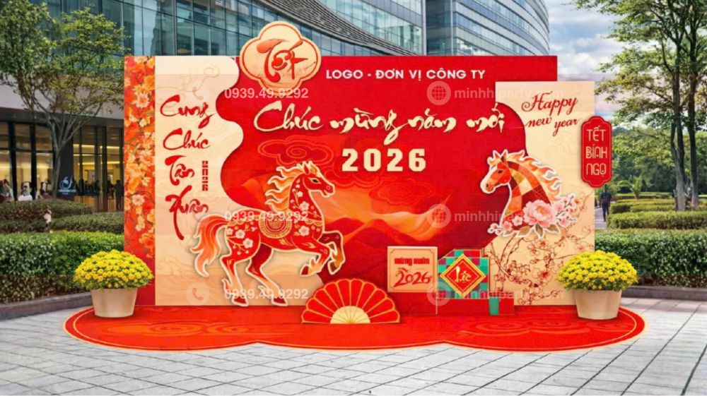 trang tri tet 2026 cho khuon vien nha may xi nghiep san Mẫu trang trí tết 2026 cho khuôn viên nhà máy - xí nghiệp sản xuất