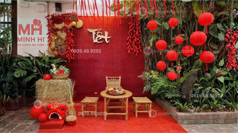 Trang trí tết cho nhà phố với tiểu cảnh xưa thiết kế mới nhất năm 2026