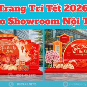 Trang trí tiểu cảnh tết 2026 cho showroom nội thất