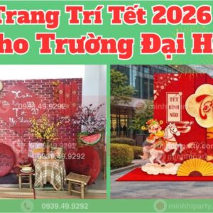 Trang trí tiểu cảnh tết 2026 cho trường đại học