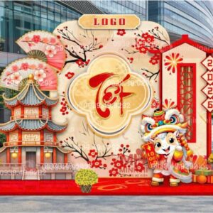 Trang trí tết 2026 phong cách Nhật Bản với chủ đề lâu đài và hoa đào