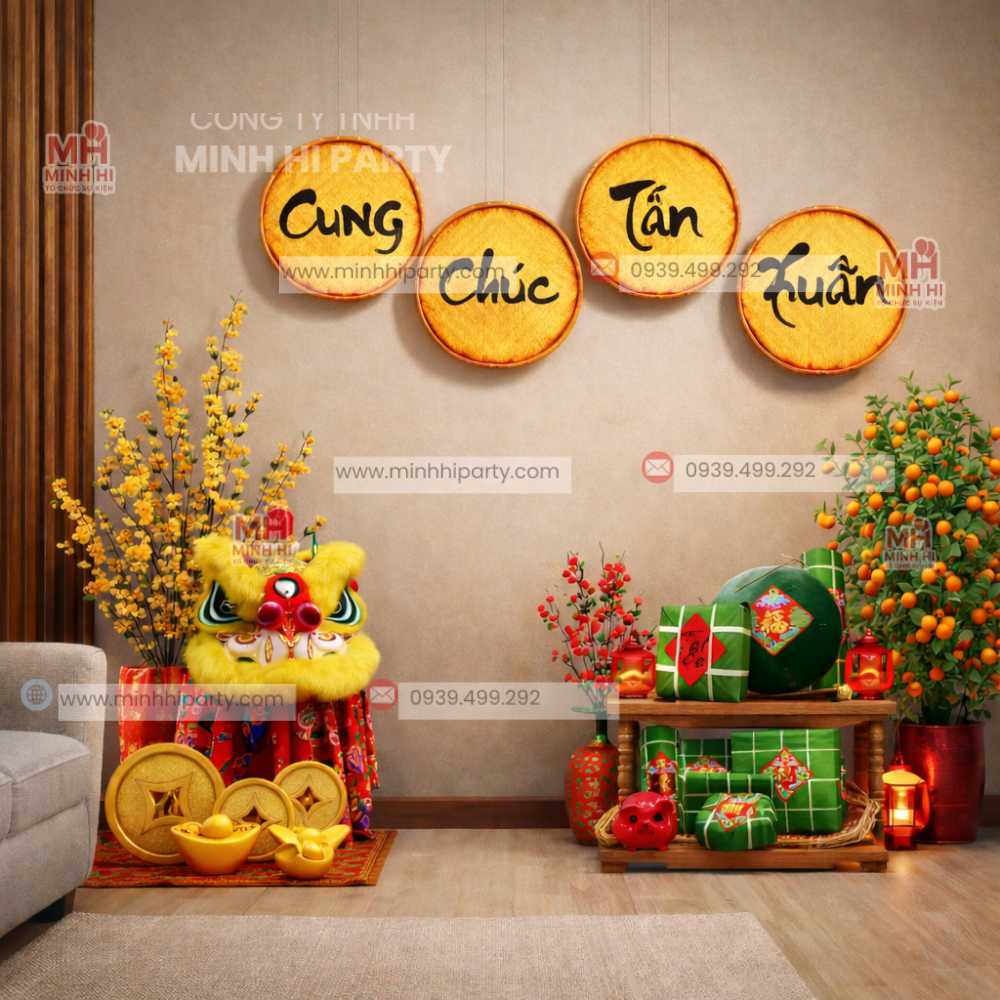 Trang tr&iacute; tết 2026 với chữ thư ph&aacute;p đậm chất truyền thống