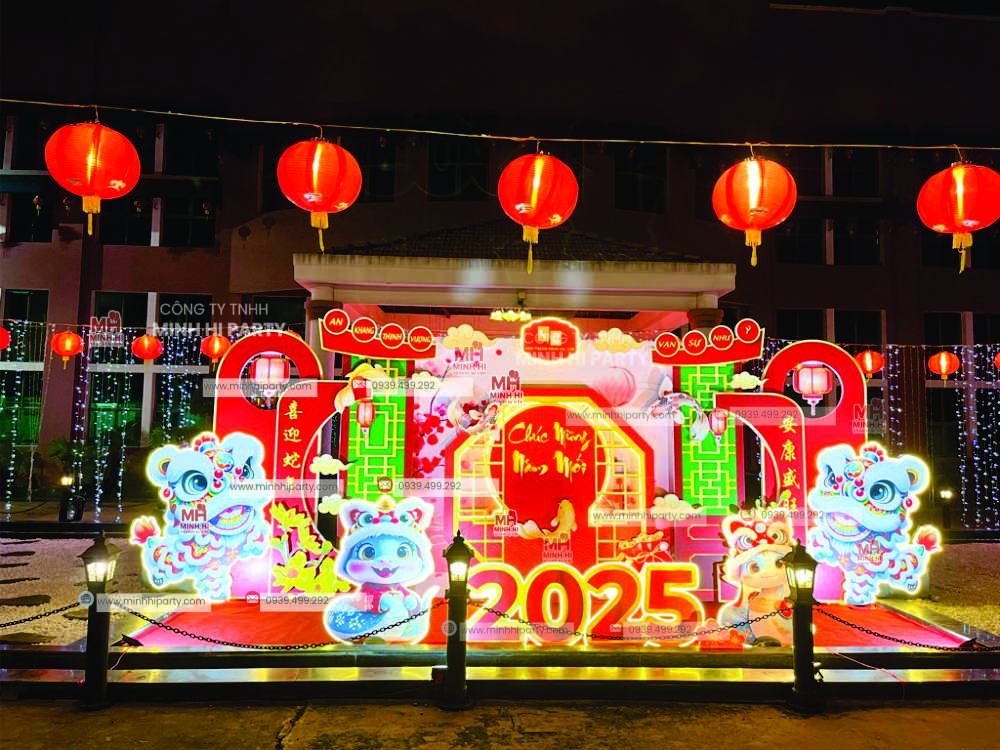 Trang trí tết theo phong cách trung hoa tại xí nghiệp Vạn Thành Long An