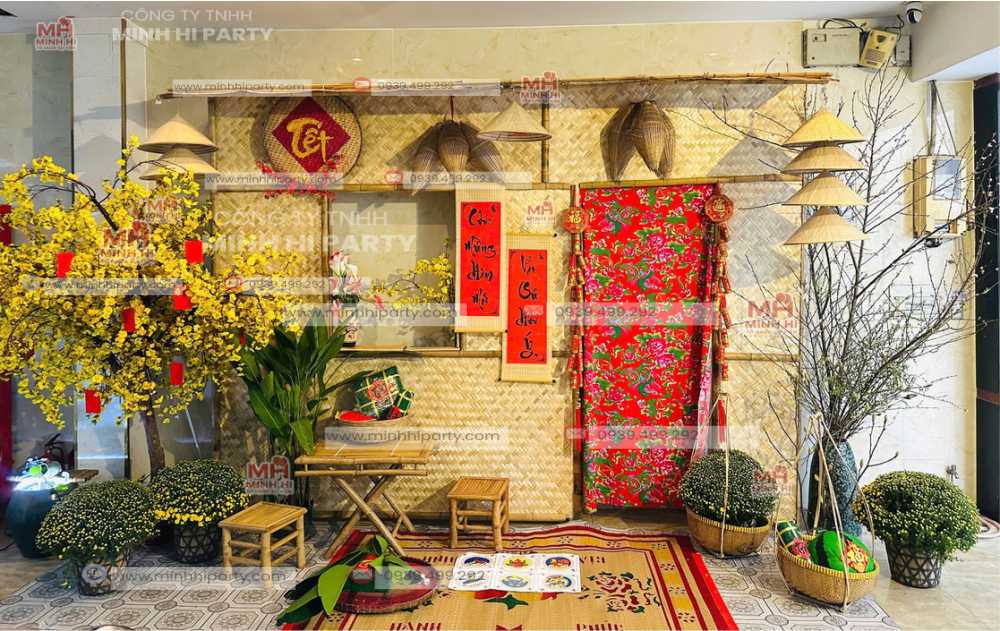 trang tri tet xua tai khhach san quan 1 Mẫu trang trí tiểu cảnh tết xưa tại khách sạn Quận 1 do Minh Hi Party thực hiện