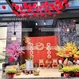 trang tri tet xua tai sanh chung cu phu thuan quan 7 Mẫu trang trí Tết xưa tại sảnh chung cư Phú Thuận Quận 7