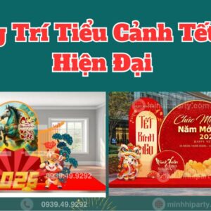 Trang trí tiểu cảnh tết 2026 hiện đại thiết kế nổi bật
