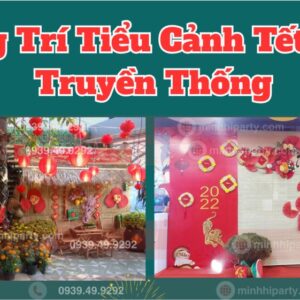 Trang trí tiểu cảnh tết 2026 truyền thống với gian nhà tranh và hoa