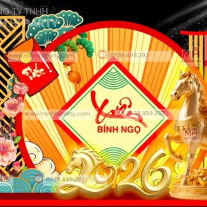 trang tri xuan binh ngo 2026 minhhiparty Mẫu decor tiểu cảnh tết chủ đề Linh Vật 2026 thiết kế hiện đại
