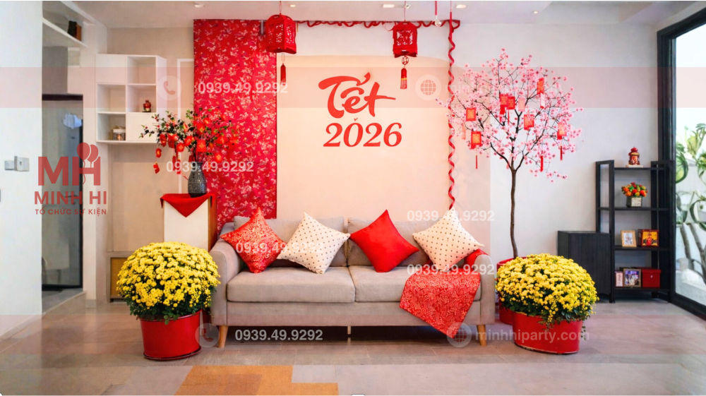 Decor tết 2026 cho phòng khách theo phong thuỷ