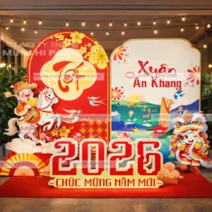 Trang trí tết 2026 hiện đại tại Quán cafe