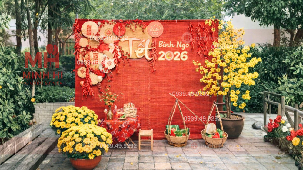 Trang trí tết bằng mành tre 2026 bền và đẹp cho tết