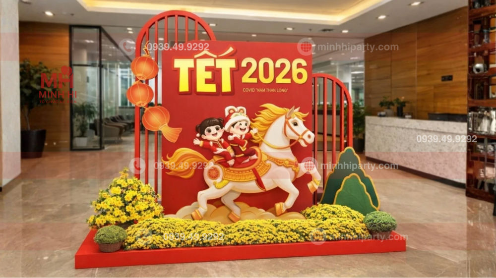 Trang trí tết 2026 cho văn phòng khu vực phòng họp