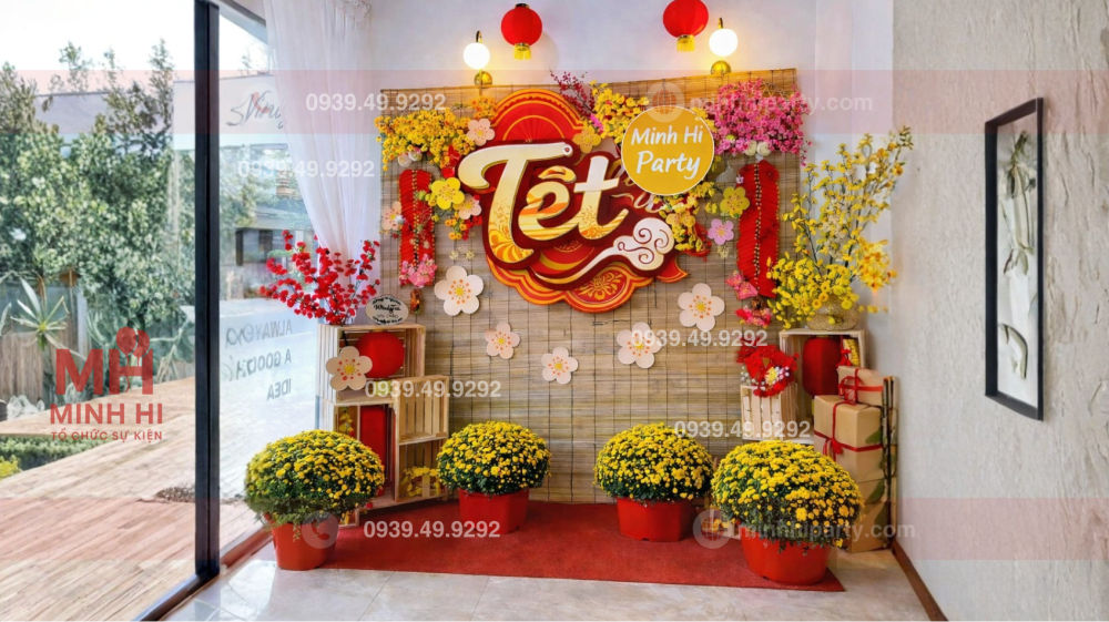 Trang trí tết Bính Ngọ mành tre kết hợp ánh sáng