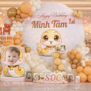 Mẫu trang trí thôi nôi bé trai Minh Tâm với thiết kế theo phong thuỷ cho trang trí đơn giản tại nhà