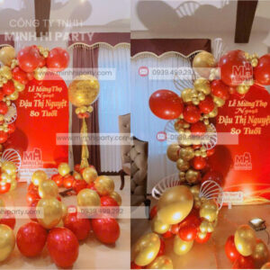 Mẫu trang trí backgroun mừng thọ đơn giản tiết kiệm do Minh Hi Party thực hiện