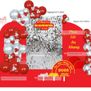 Thiết kế mẫu trang trí mừng thọ cho khách hàng xem trước do Minh Hi Party thực hiện