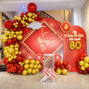 Mẫu trang trí mừng thọ 80 theo phong cách trung hoa sang trọng ấn tượng