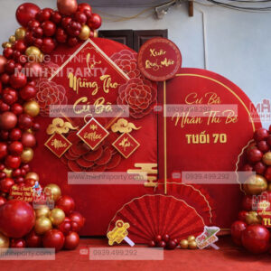Trang trí mừng thọ 70 tuổi kết hợp bóng bay