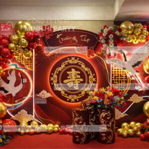 Mẫu trang trí mừng thọ phong cách Trung Hoa ấn tượng