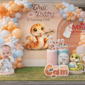 backdrop thoi noi be trai tuoi ran thai duong backdrop thôi nôi cho bé trai Thái Dương với chủ đề tuổi rắn