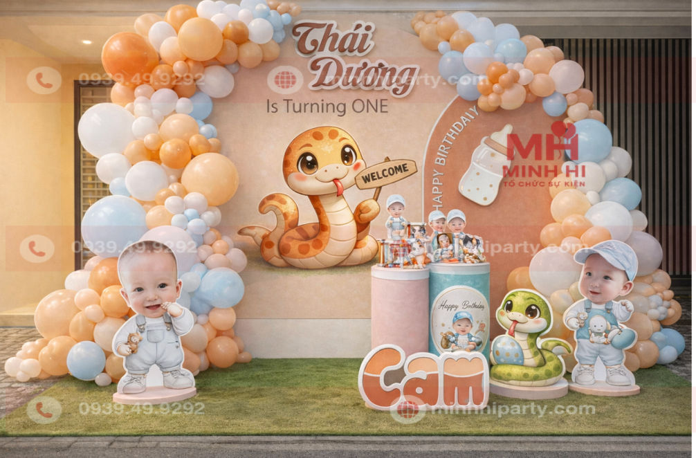 backdrop thoi noi be trai tuoi ran thai duong backdrop thôi nôi cho bé trai Thái Dương với chủ đề tuổi rắn