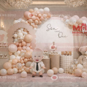 Mẫu trang trí thôi nôi bé trai Sữa được thiết kế cho không gian trung bình