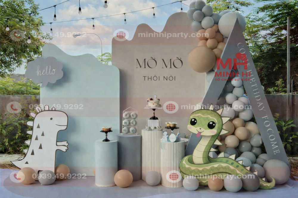 trang tri thoi noi be trai mo mo tuoi ran chu de khung long Trang trí thôi nôi bé trai Mơ Mơ tuổi Rắn chủ đề Khủng Long