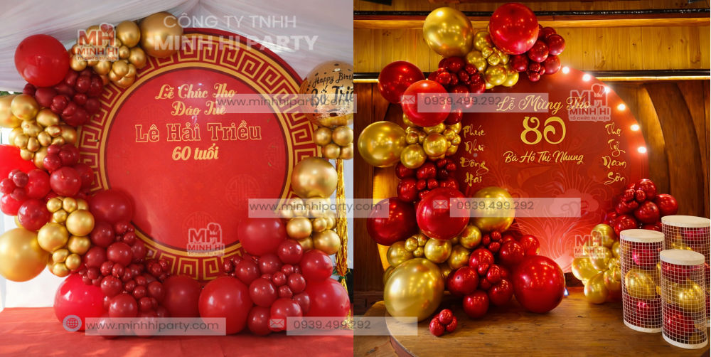 Trang trí mẫu backdrop mừng thọ tròn