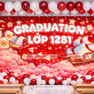 Mau trang tri graduation lop 12 Mẫu trang trí Graduation lớp 12 trang trí tại lớp học do Minh Hi Party thực hiện