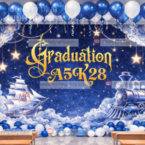 Mau trang tri mung tot nghiep Backdrop tổng kết năm học in Hiflex khung sắt