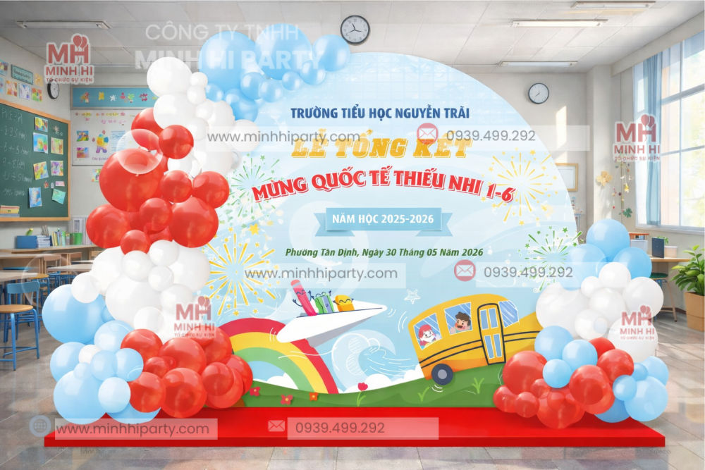 Mau trang tri tong ket nam hoc truong tieu hoc Nguyen Trai Thiết kế thi công trang trí sân khấu lễ bế giảng