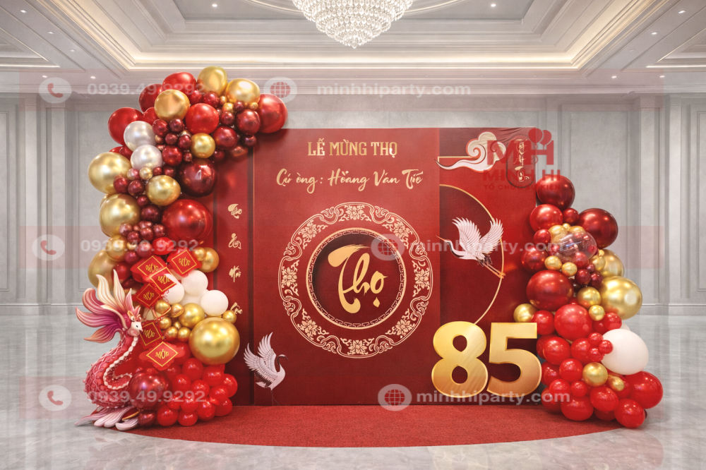 Decor mừng thọ cho cụ 85 tuổi phong cách hoàng gia