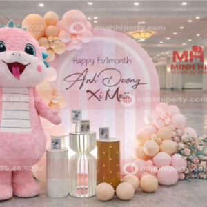 Dịch vụ cho thuê mascot hoạt náo cho thôi nôi bé tuổi Tỵ với tone màu hồng