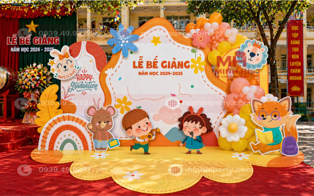 Thiết kế trang trí backdrop lễ bế giảng đẹp theo xu hướng mới nhất hiện nay được Minh Hi Party chia sẽ tại '' xu hướng thiết kế backdrop lễ bế giảng đẹp'