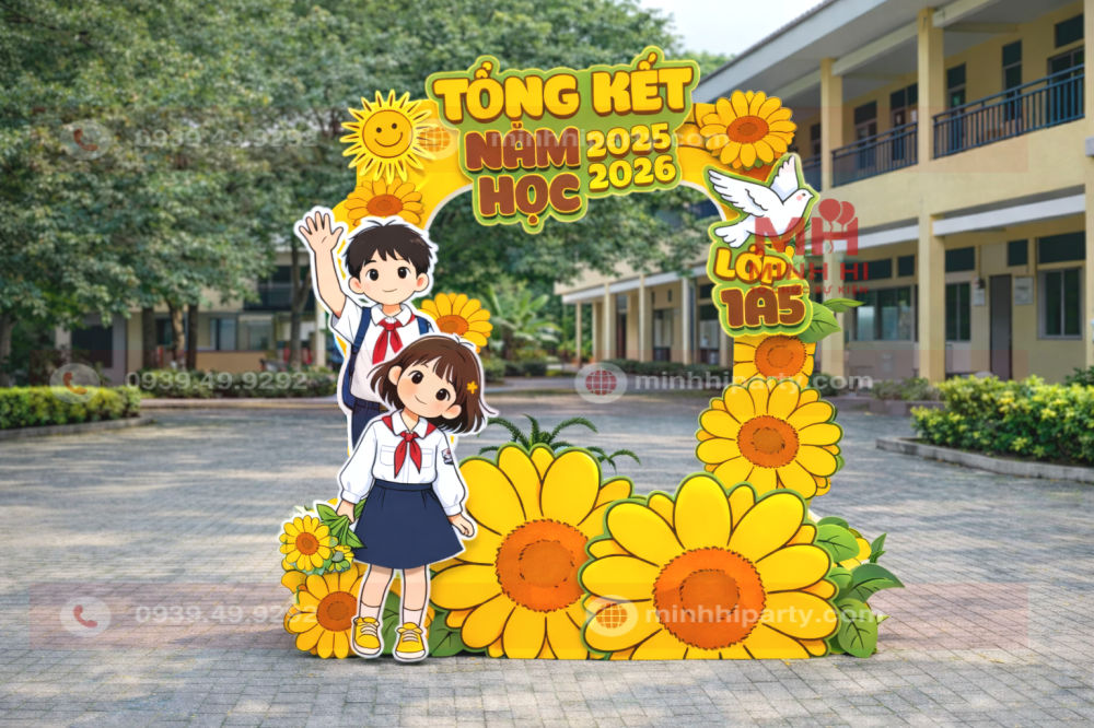 Trang trí photobooth lễ tổng kết checkin kỷ niệm